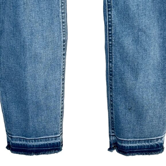 Express SZ 4 Cropped Legging Jeans High-Rise Stretch Zip-Fly Pockets Frayed Hems - Picture 4 of 11